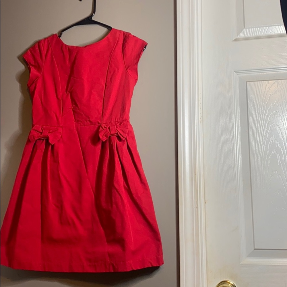 Girls red dress with bows